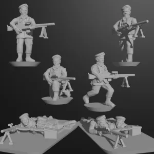10 & 15mm British Infantry in Berets with L7A2 GPMGs (12 models)