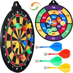 16in Large Size 2in1 Double-Sided Magnetic Dart Board,with 12 Magnetic Darts 12Sticky Balls,Safe Dart Game Set for 3-12 Year Old Kids and Adults,Fun Family Game Friends Gifts