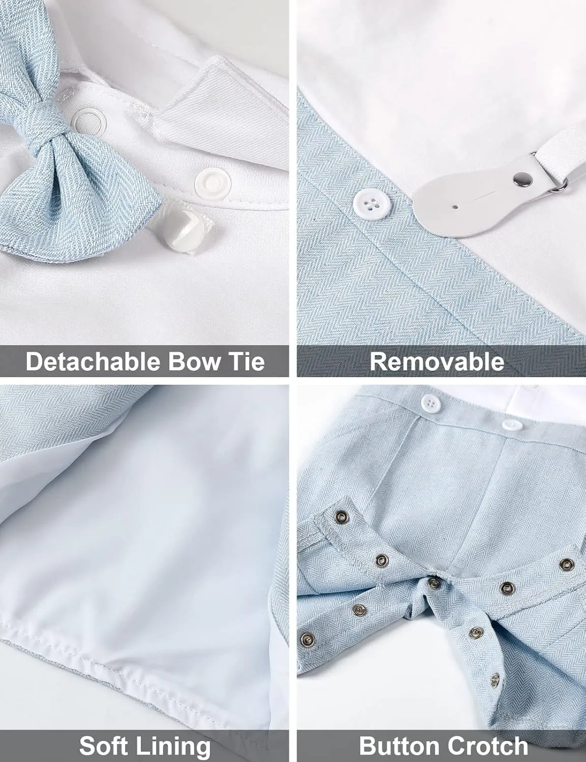 A&J DESIGN 4pcs Baby Boys Suit, Gentleman Outfits 3 Months - 18 Months, Romper & Vest & Berets Hat & Bow Tie