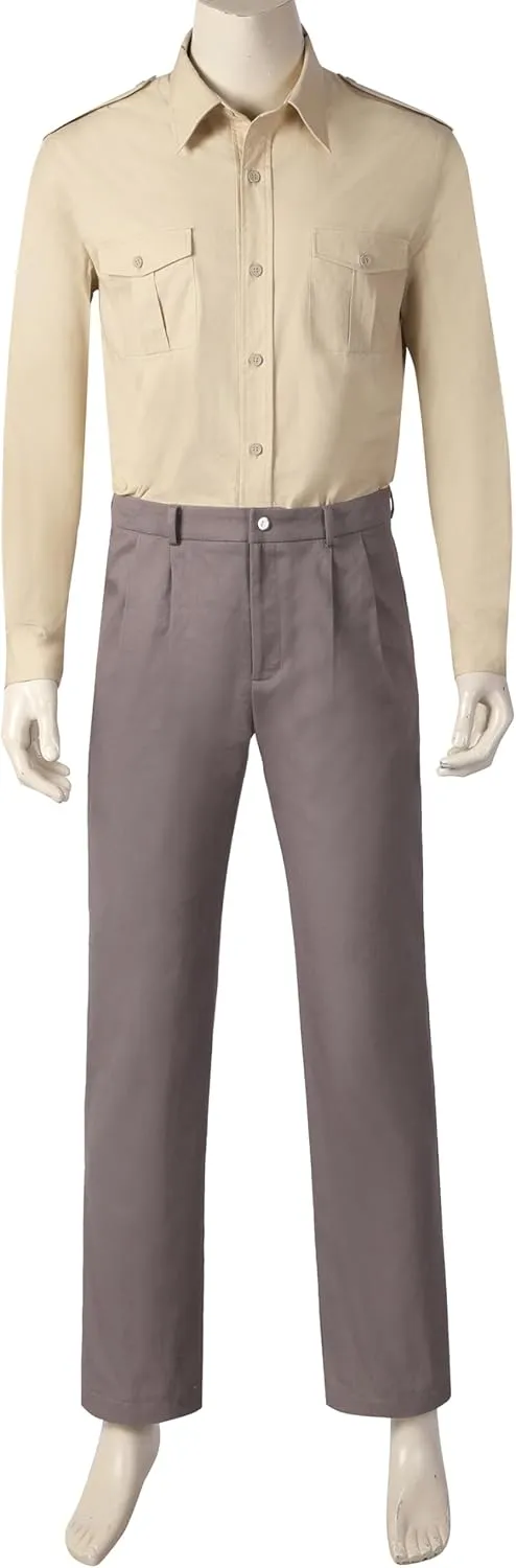 Adult Indiana Jones Cosplay Brown Leather Jacket Shirt Pants Indiana Jones Costume Hat Fedora Whip Full Set