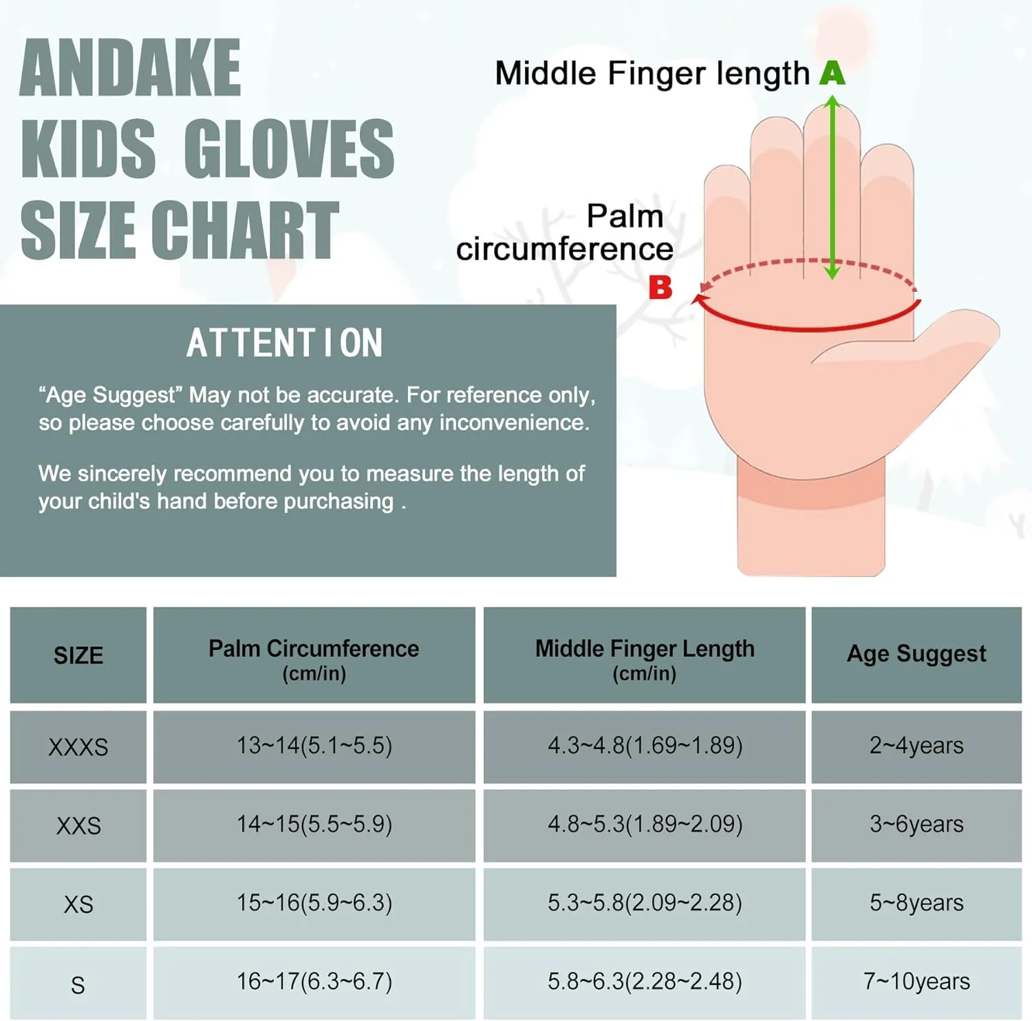 Andake Waterproof &Breathable Kids Snow Gloves 2-10Y Toddler Winter Warm Ski Gloves Kids Mittens for Boys Girls