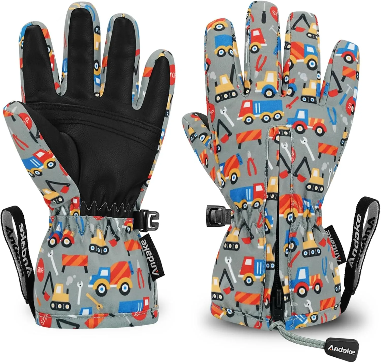 Andake Waterproof &Breathable Kids Snow Gloves 2-10Y Toddler Winter Warm Ski Gloves Kids Mittens for Boys Girls