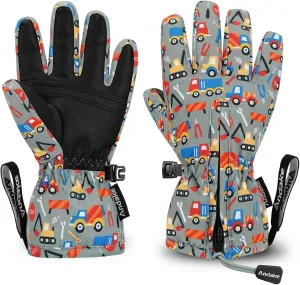 Andake Waterproof &Breathable Kids Snow Gloves 2-10Y Toddler Winter Warm Ski Gloves Kids Mittens for Boys Girls