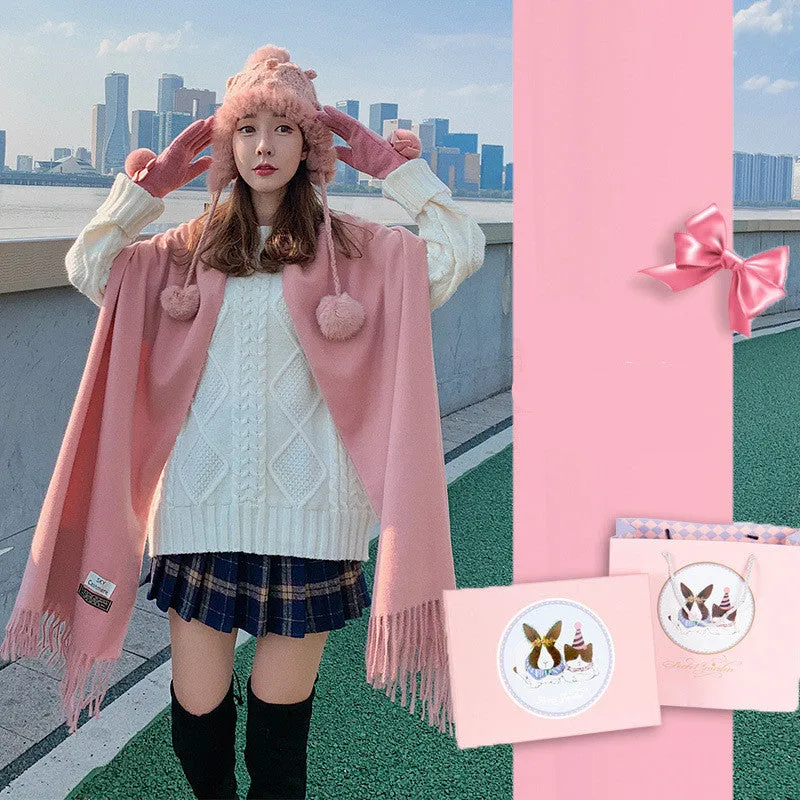 Autumn And Winter Scarf Gloves Two-Piece Gift Box Sets