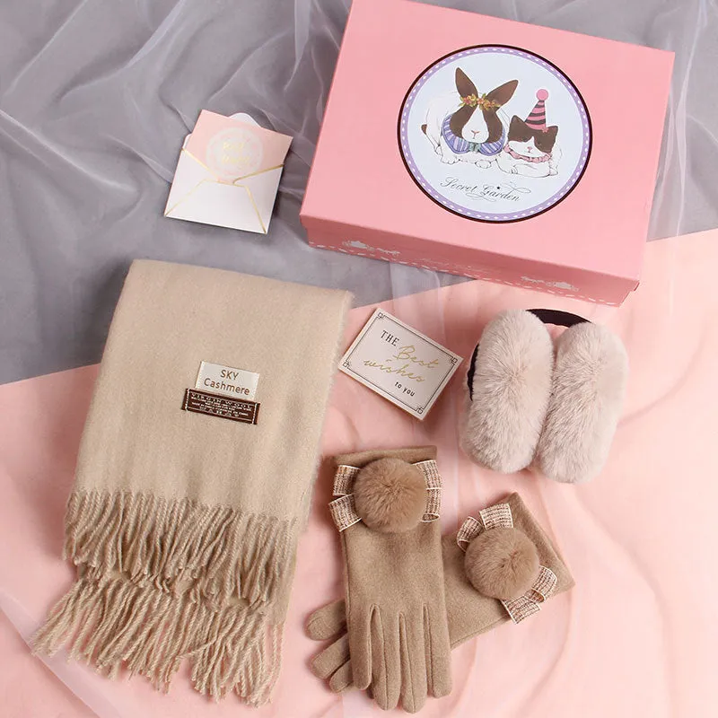 Autumn And Winter Scarf Gloves Two-Piece Gift Box Sets