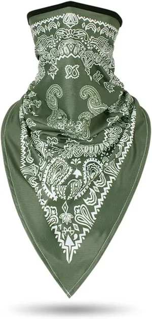 Bandanas Headband - Quick Dry, UV Protection, Windproof Multifunctional Balaclava Face Mask Seamless Neck Gaiter Scarf Paisley Print Head Wraps(Army Green)