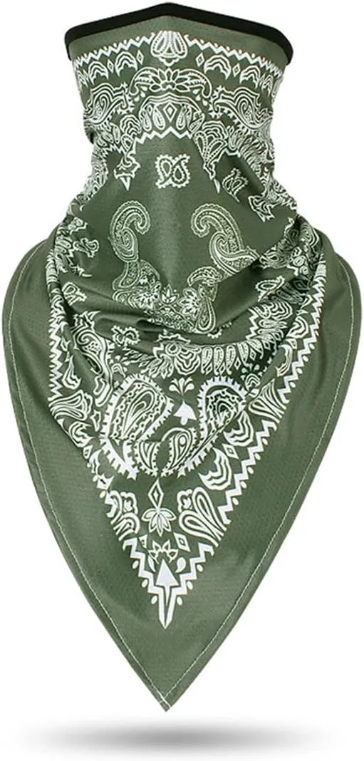 Bandanas Headband - Quick Dry, UV Protection, Windproof Multifunctional Balaclava Face Mask Seamless Neck Gaiter Scarf Paisley Print Head Wraps(Army Green)