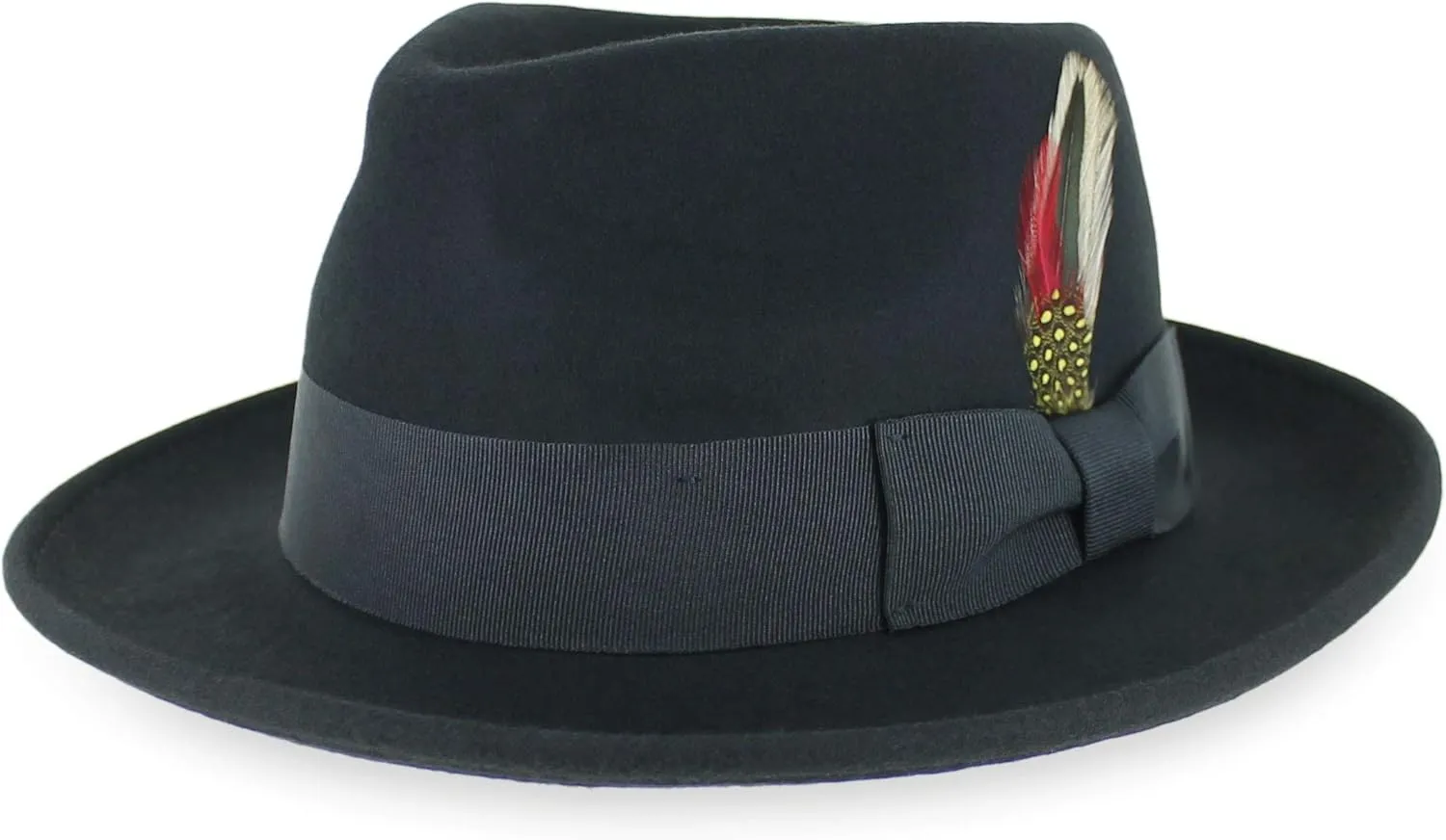 Belfry Gangster 100% Wool Stain Resistant Crushable Dress Fedora in Black Grey Navy Brown Pecan