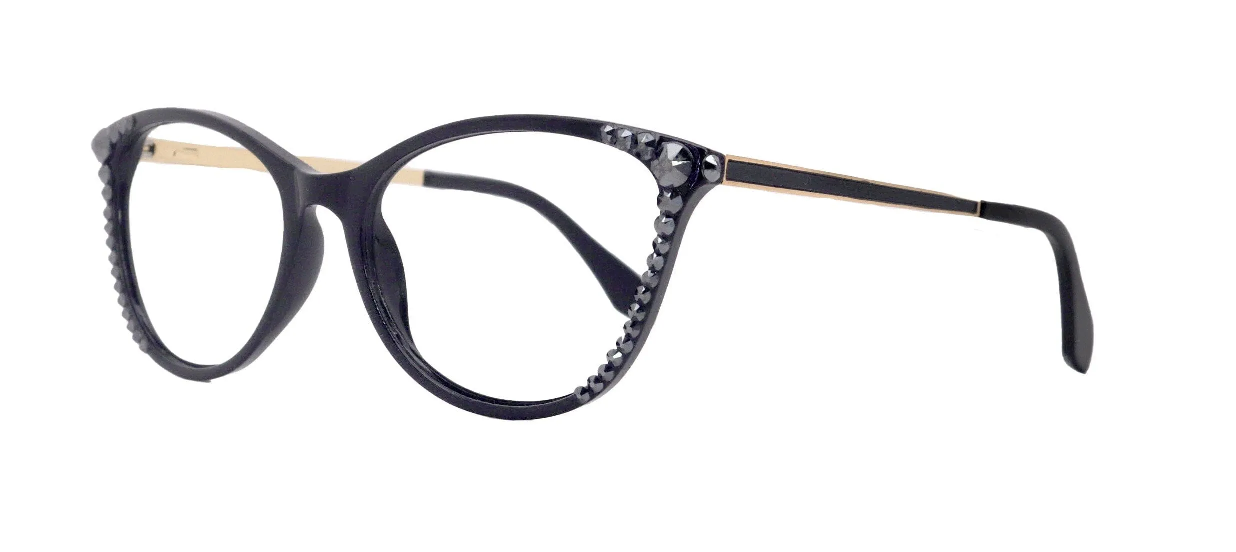 Cattitude Bling Reading Glasses 4 Women W Hematite Genuine European Crystals, Magnifying Cat Eye  NY Fifth Avenue