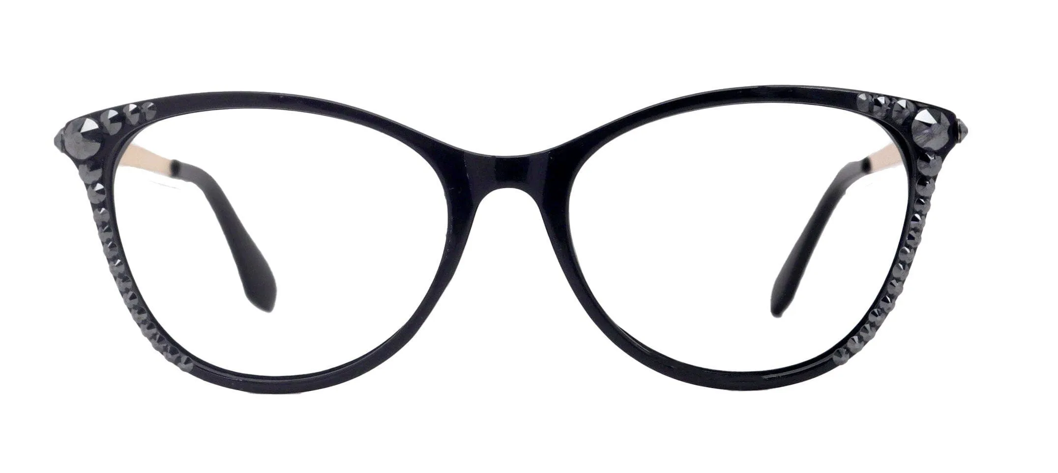Cattitude Bling Reading Glasses 4 Women W Hematite Genuine European Crystals, Magnifying Cat Eye  NY Fifth Avenue