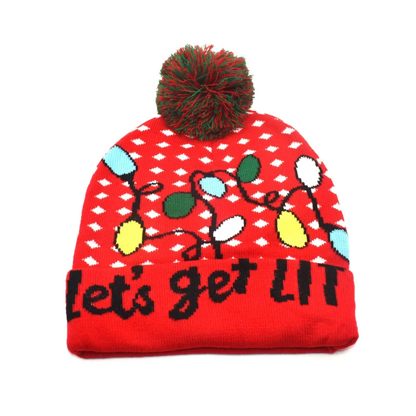 Christmas Beanies Hat Unisex Knitted Hairball Hat