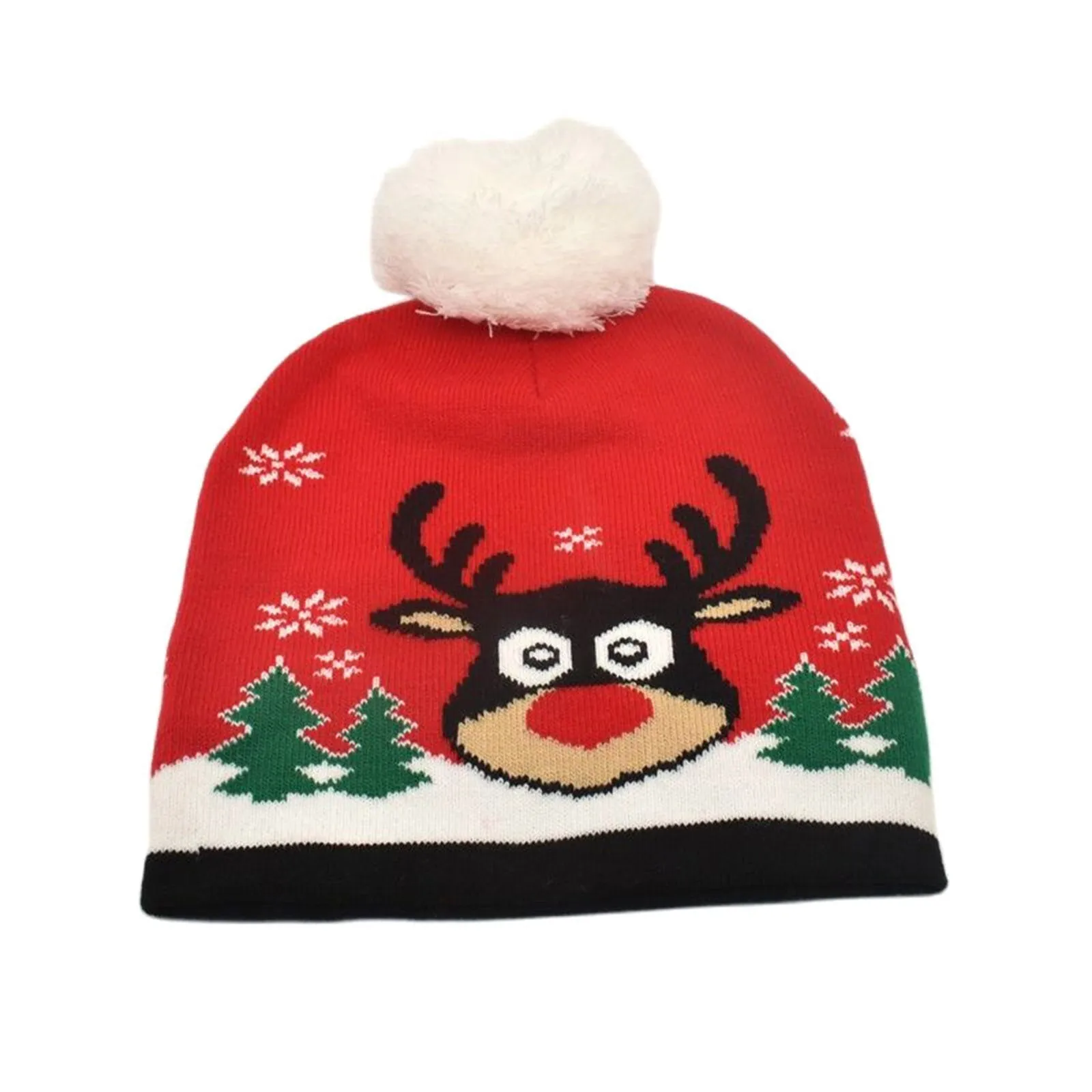 Christmas Beanies Hat Unisex Knitted Hairball Hat