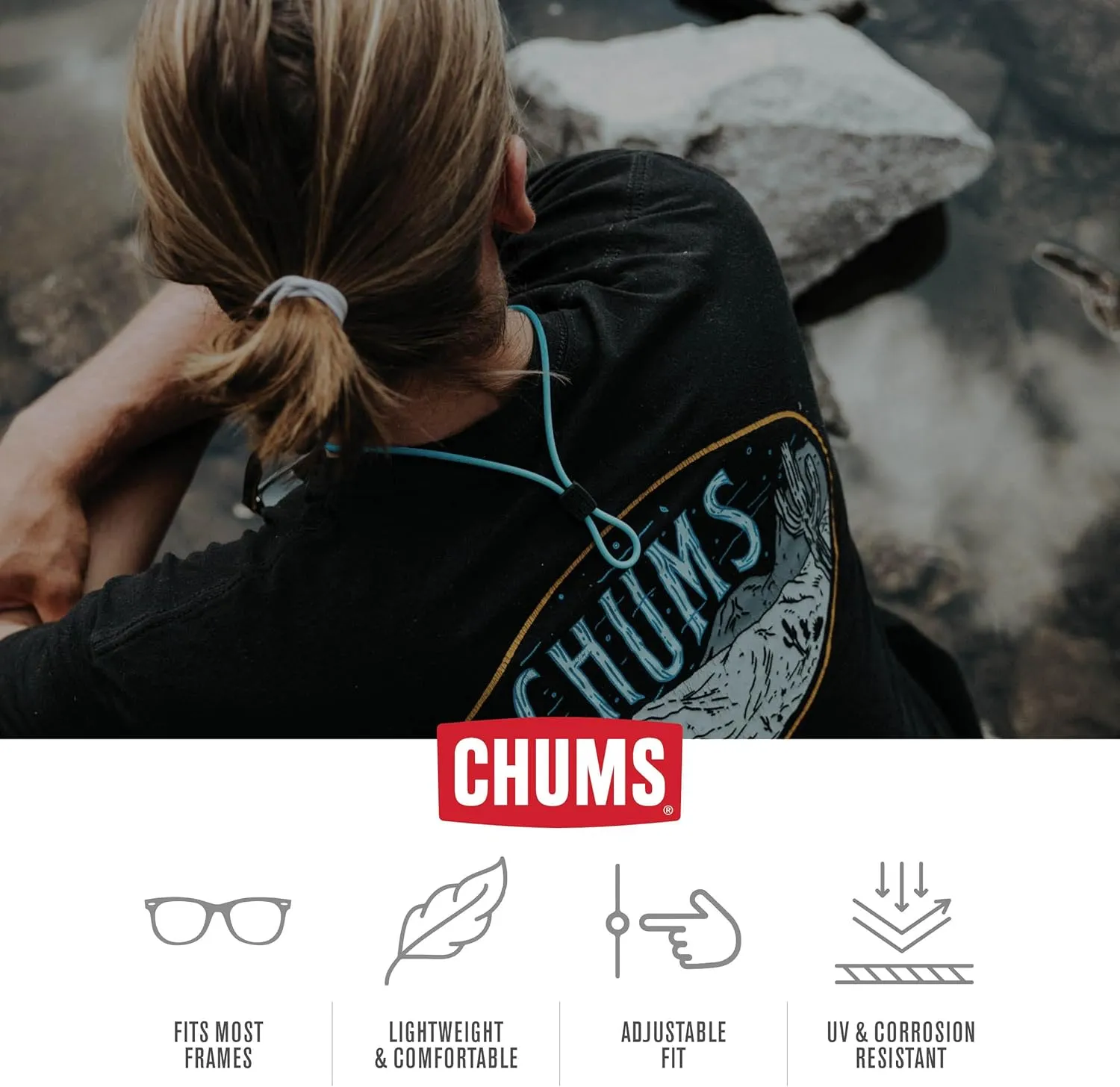 Chums Slim Retainer - Adjustable Eyewear Keeper - Thin Silicone Safety Eyewear Retainer for Women & Men