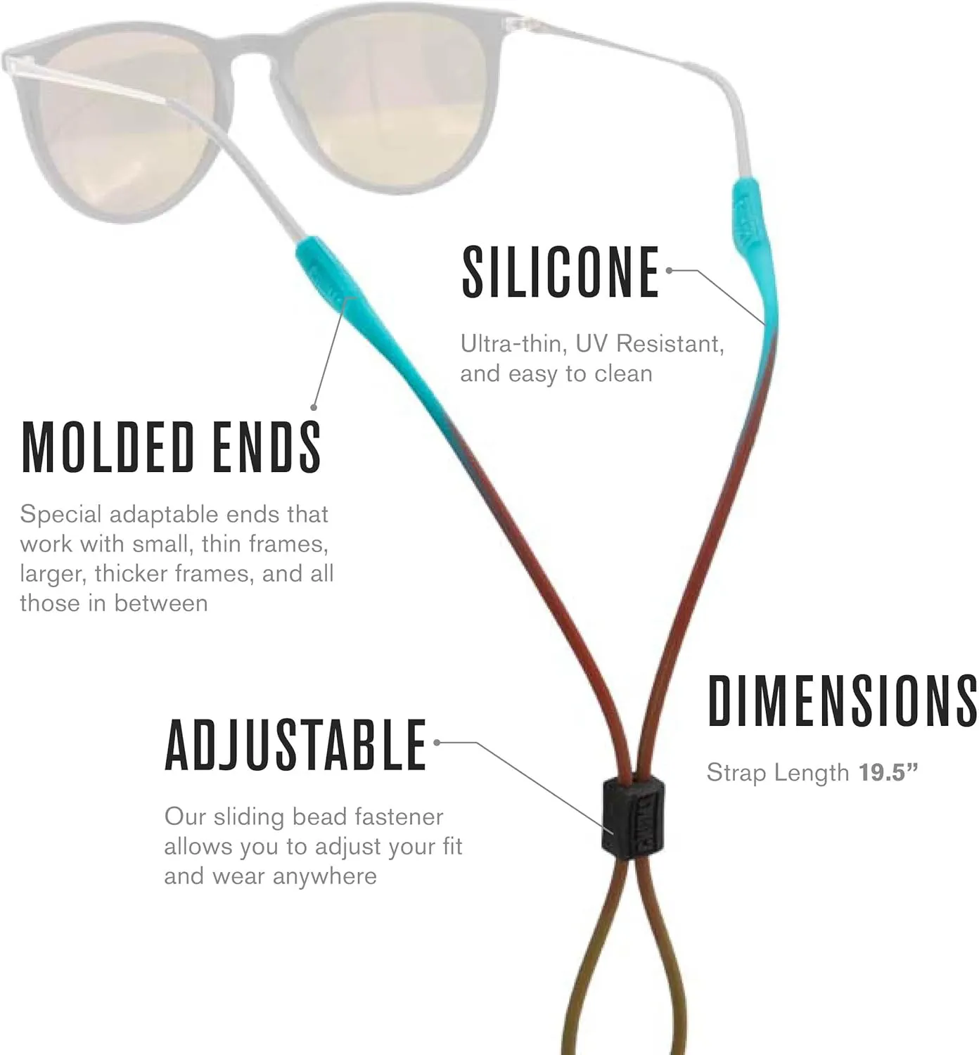 Chums Slim Retainer - Adjustable Eyewear Keeper - Thin Silicone Safety Eyewear Retainer for Women & Men