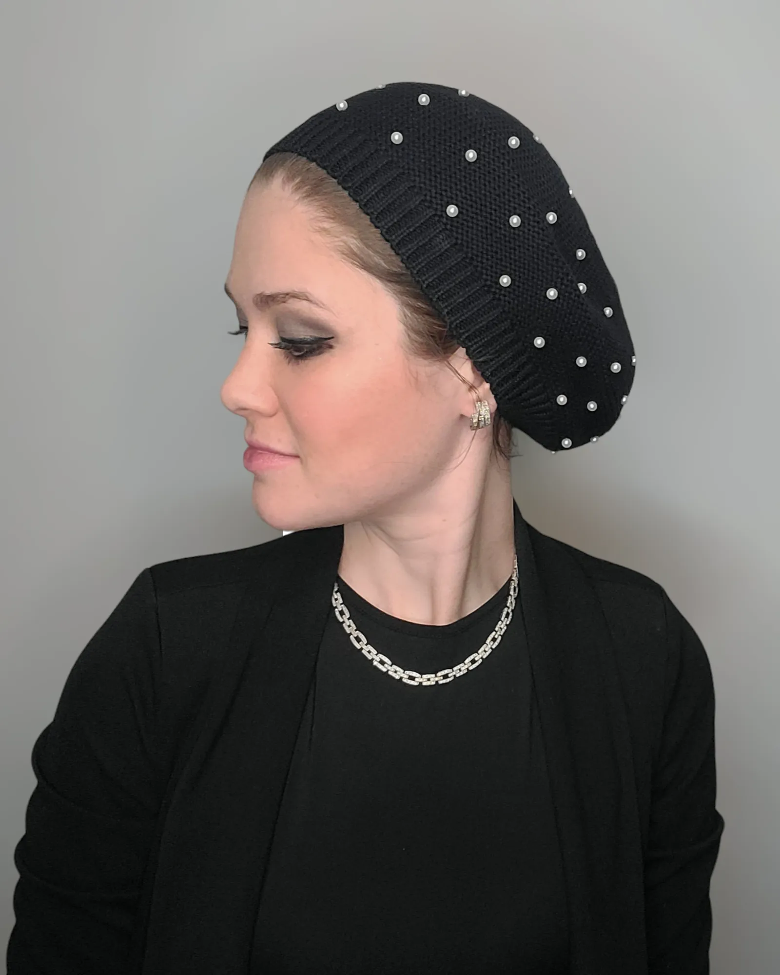 Cotton Beret with Pearls
