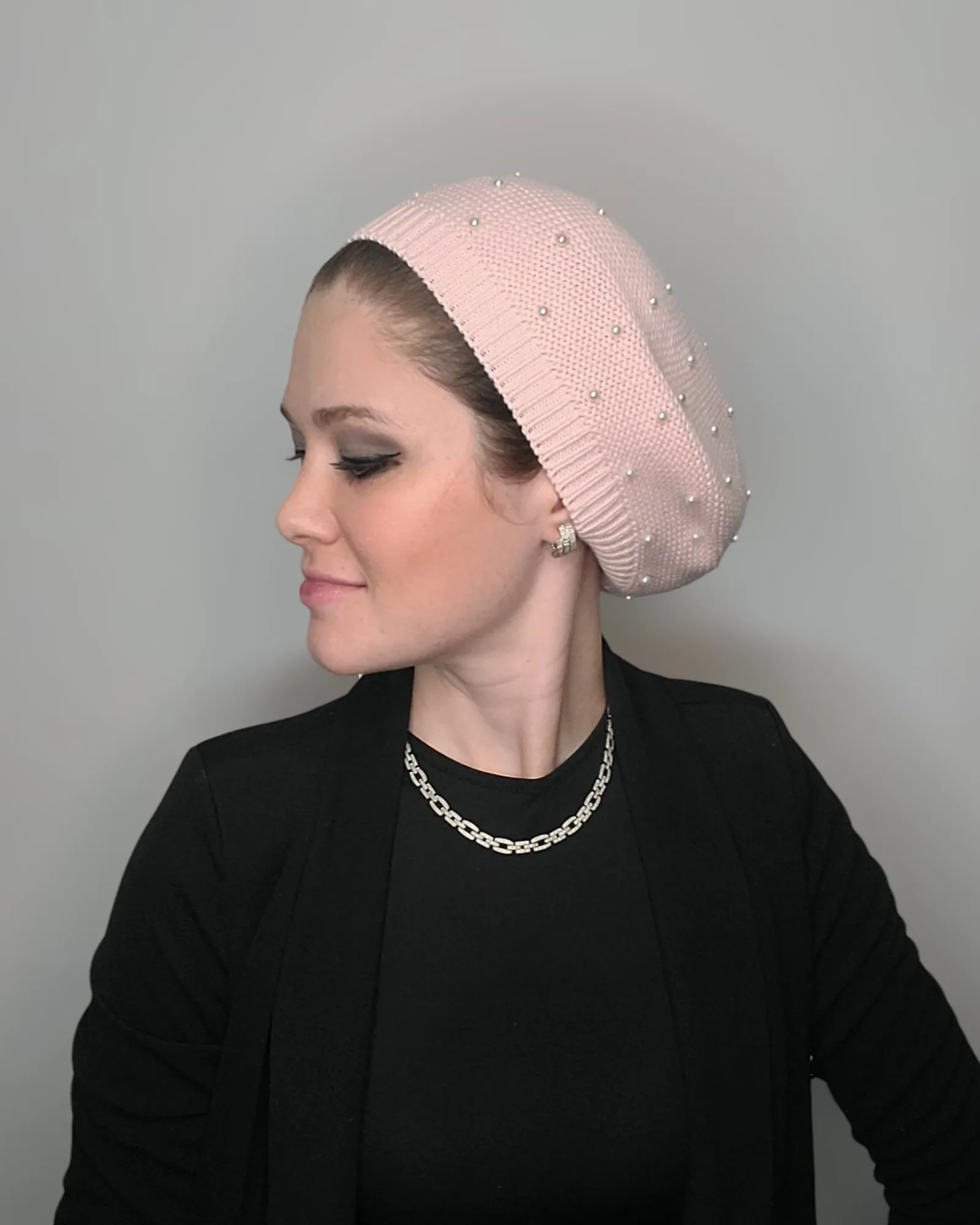 Cotton Beret with Pearls
