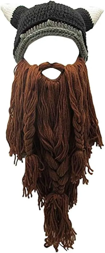 Creative Barbarian Knit Beard Hat Funny Knit Cap Wig Beanie Hats Beard Facemask
