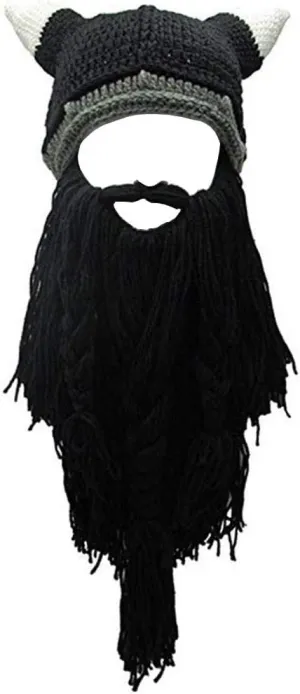 Creative Barbarian Knit Beard Hat Funny Knit Cap Wig Beanie Hats Beard Facemask