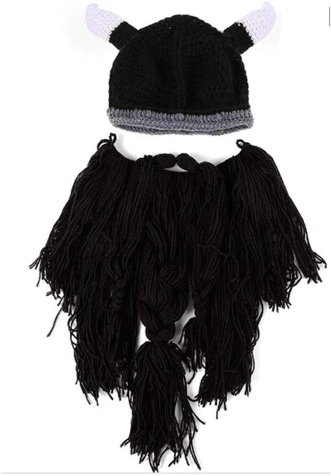 Creative Barbarian Knit Beard Hat Funny Knit Cap Wig Beanie Hats Beard Facemask