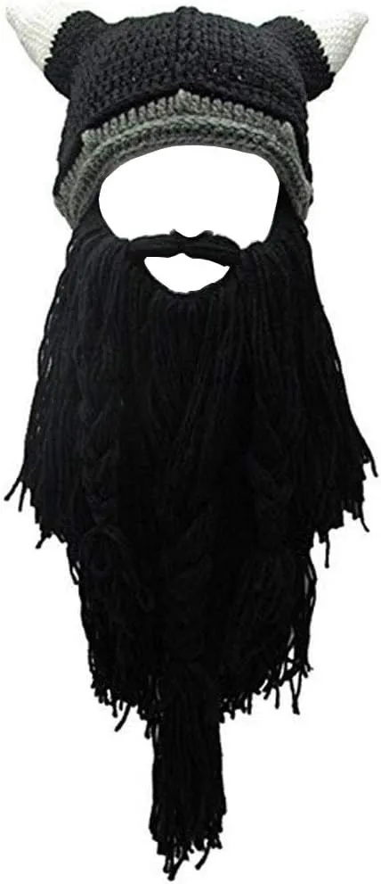 Creative Barbarian Knit Beard Hat Funny Knit Cap Wig Beanie Hats Beard Facemask