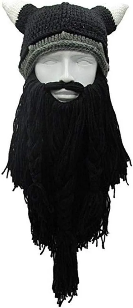 Creative Barbarian Knit Beard Hat Funny Knit Cap Wig Beanie Hats Beard Facemask