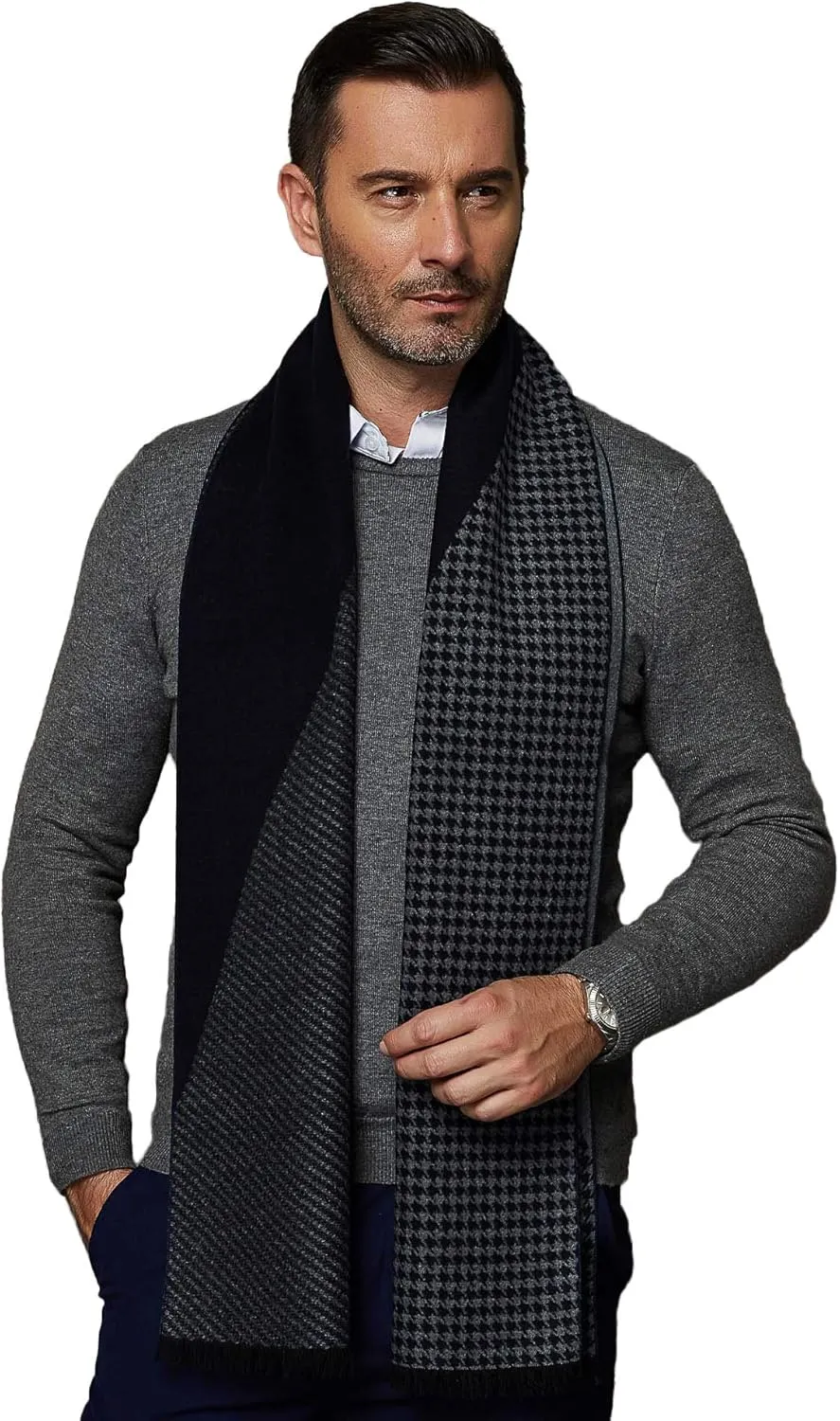 CUDDLE DREAMS Men's Silk Scarves for Winter, 100% Mulberry Silk Brushed, Luxuriously Soft & Warm, Decent Box Packed