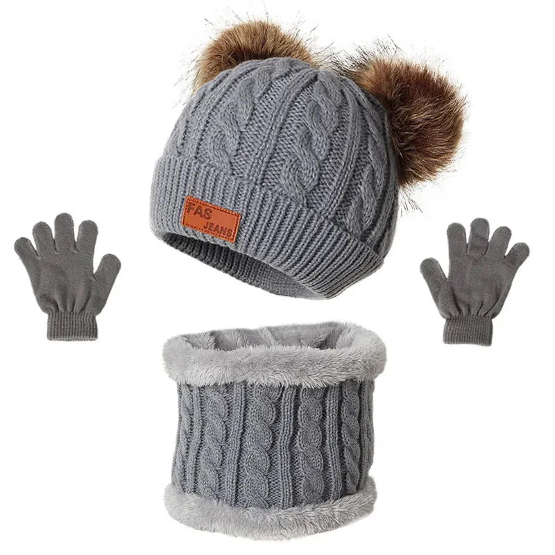 Cute Baby Hat Scarf Gloves Set - Warm Beanie Cap & Mittens for Winter