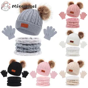 Cute Baby Hat Scarf Gloves Set - Warm Beanie Cap & Mittens for Winter