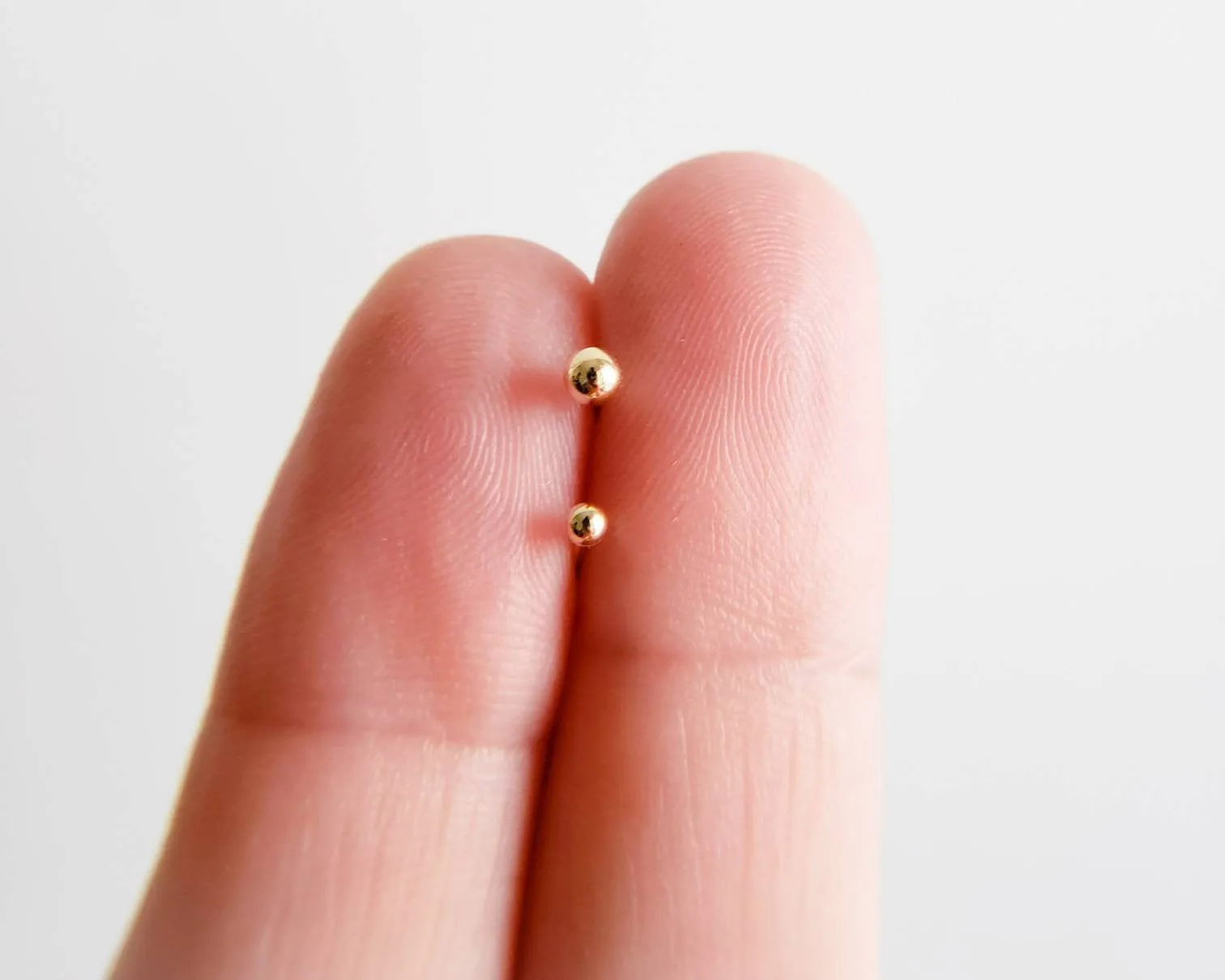 Dainty Ball Studs in 14K Gold