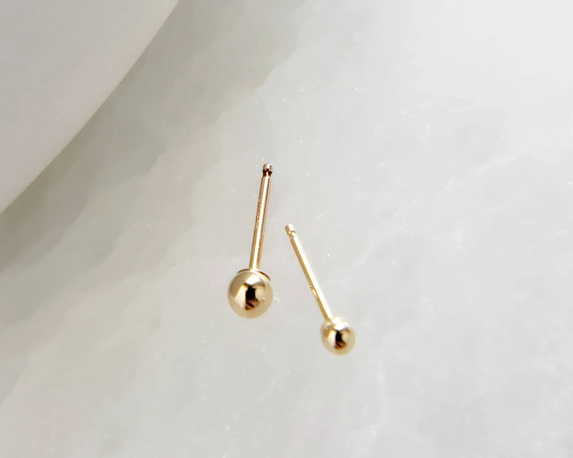 Dainty Ball Studs in 14K Gold