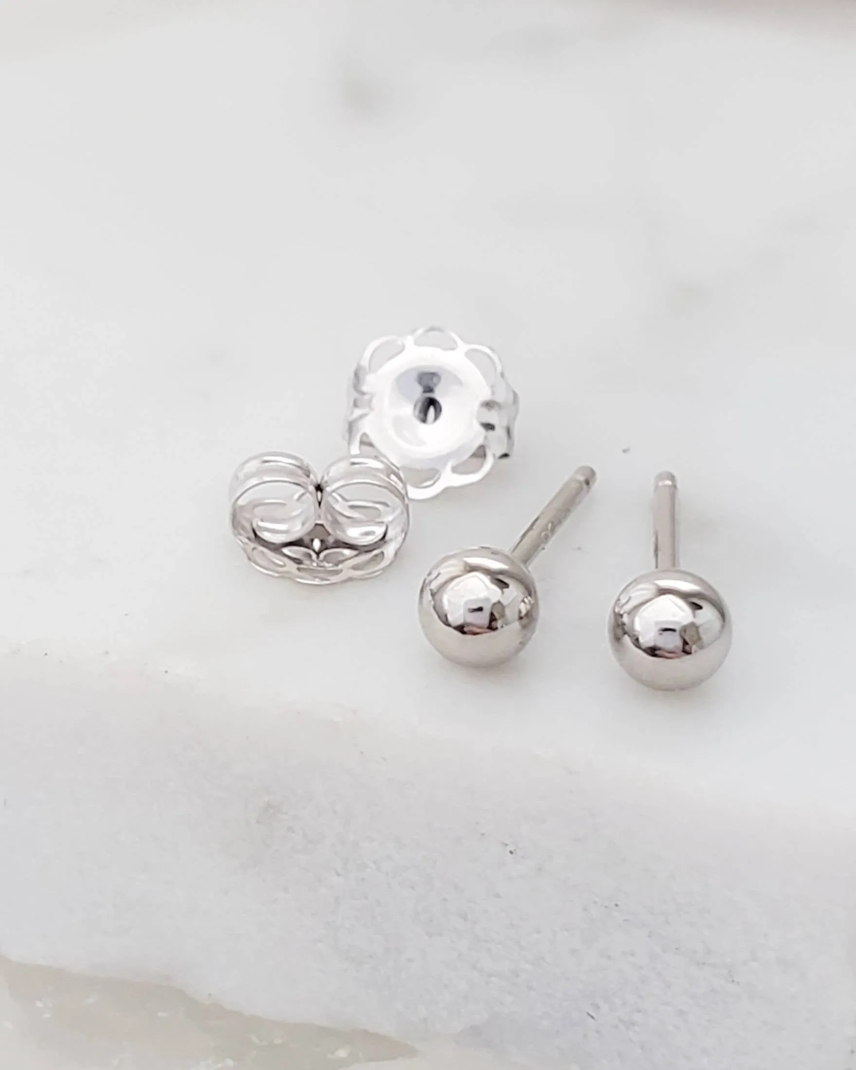 Dainty Ball Studs in 14K Gold