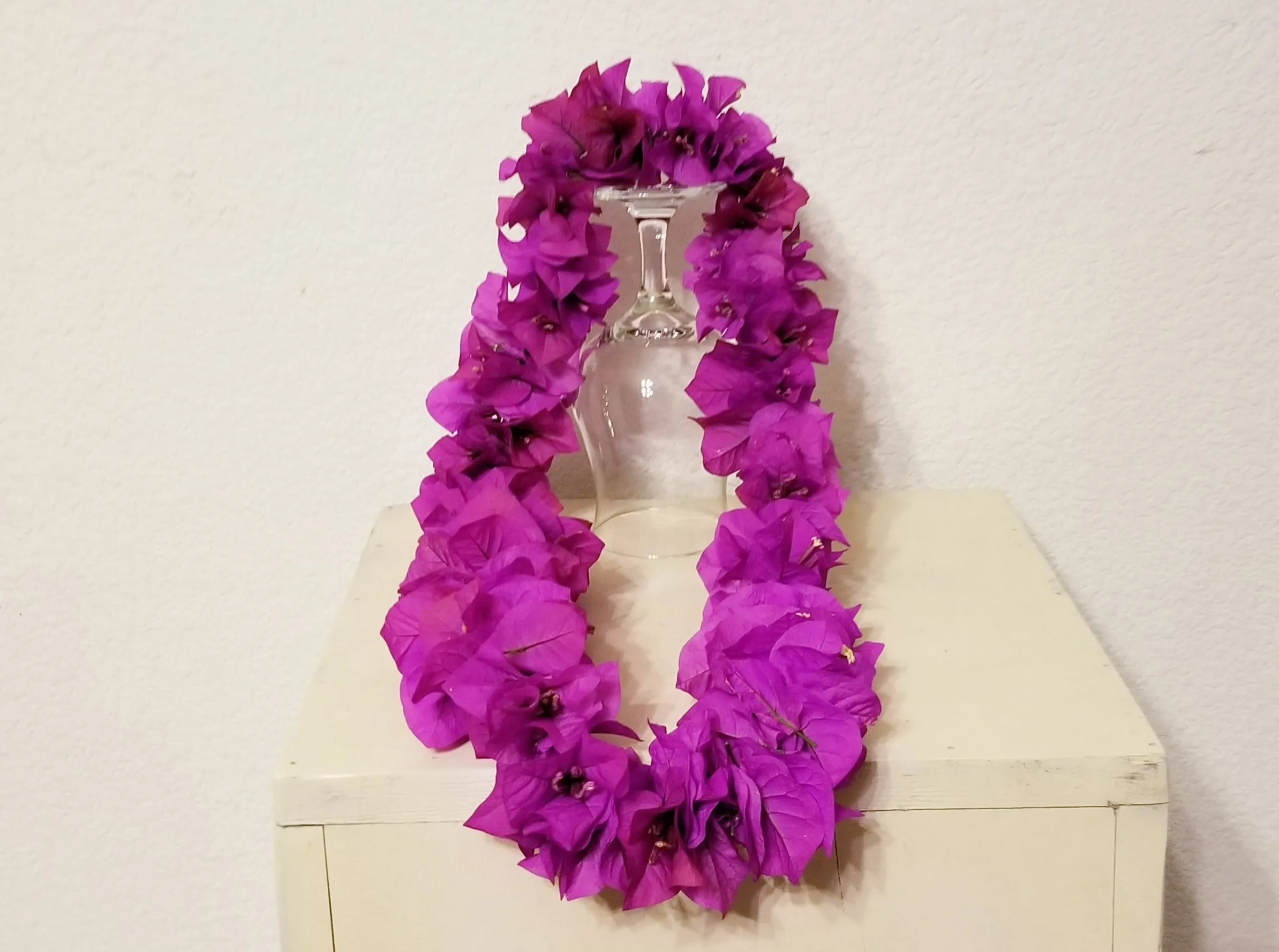 Double Fuchsia Bougainvillea Lei & Grad Bear
