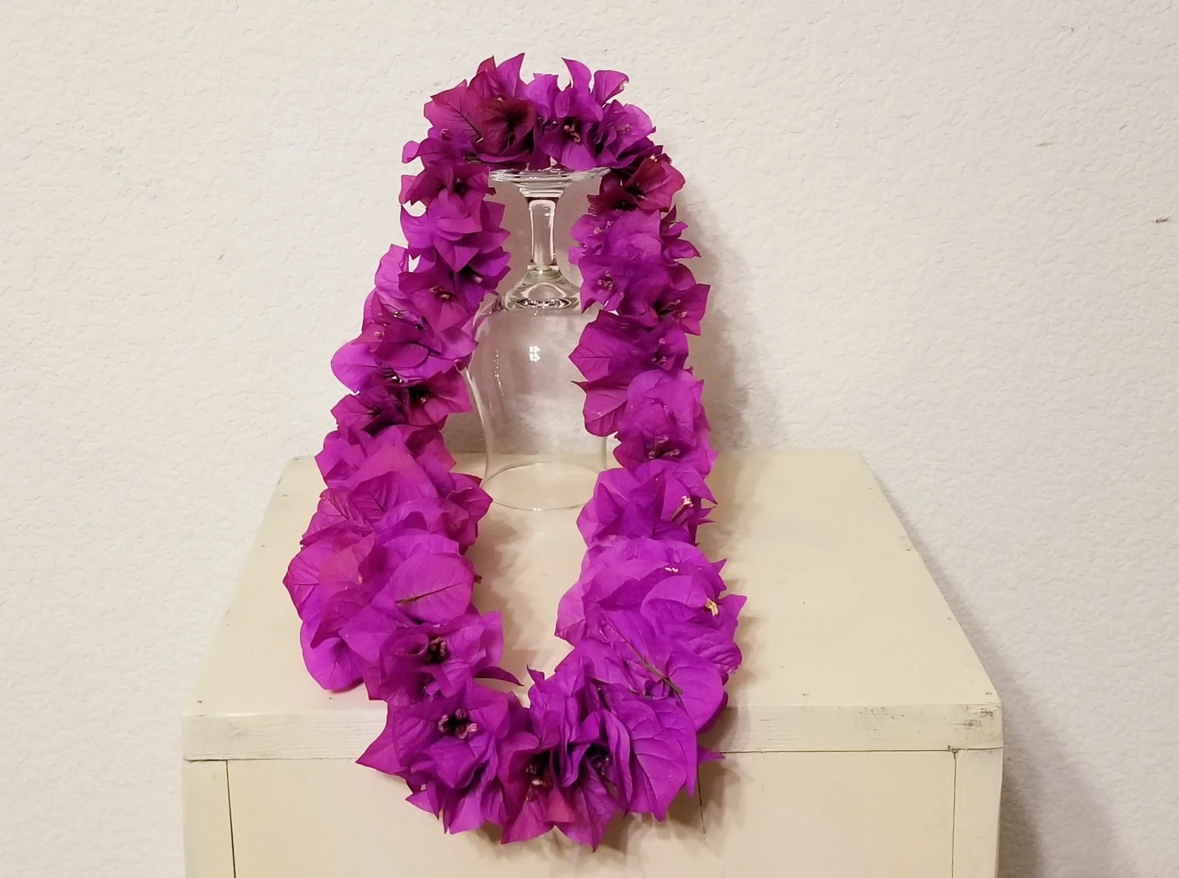 Double Fuchsia Bougainvillea Lei & Grad Bear