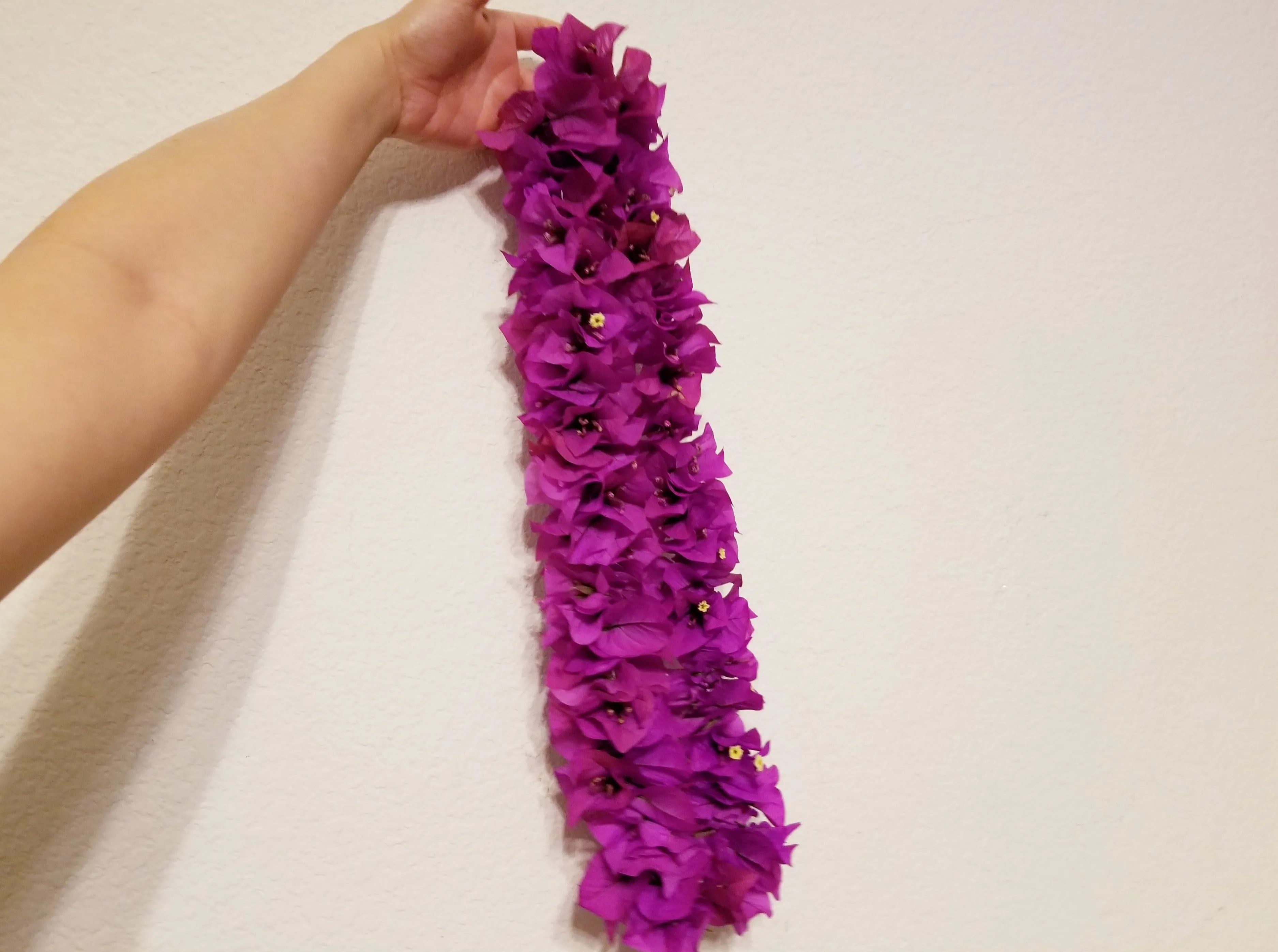 Double Fuchsia Bougainvillea Lei & Grad Bear
