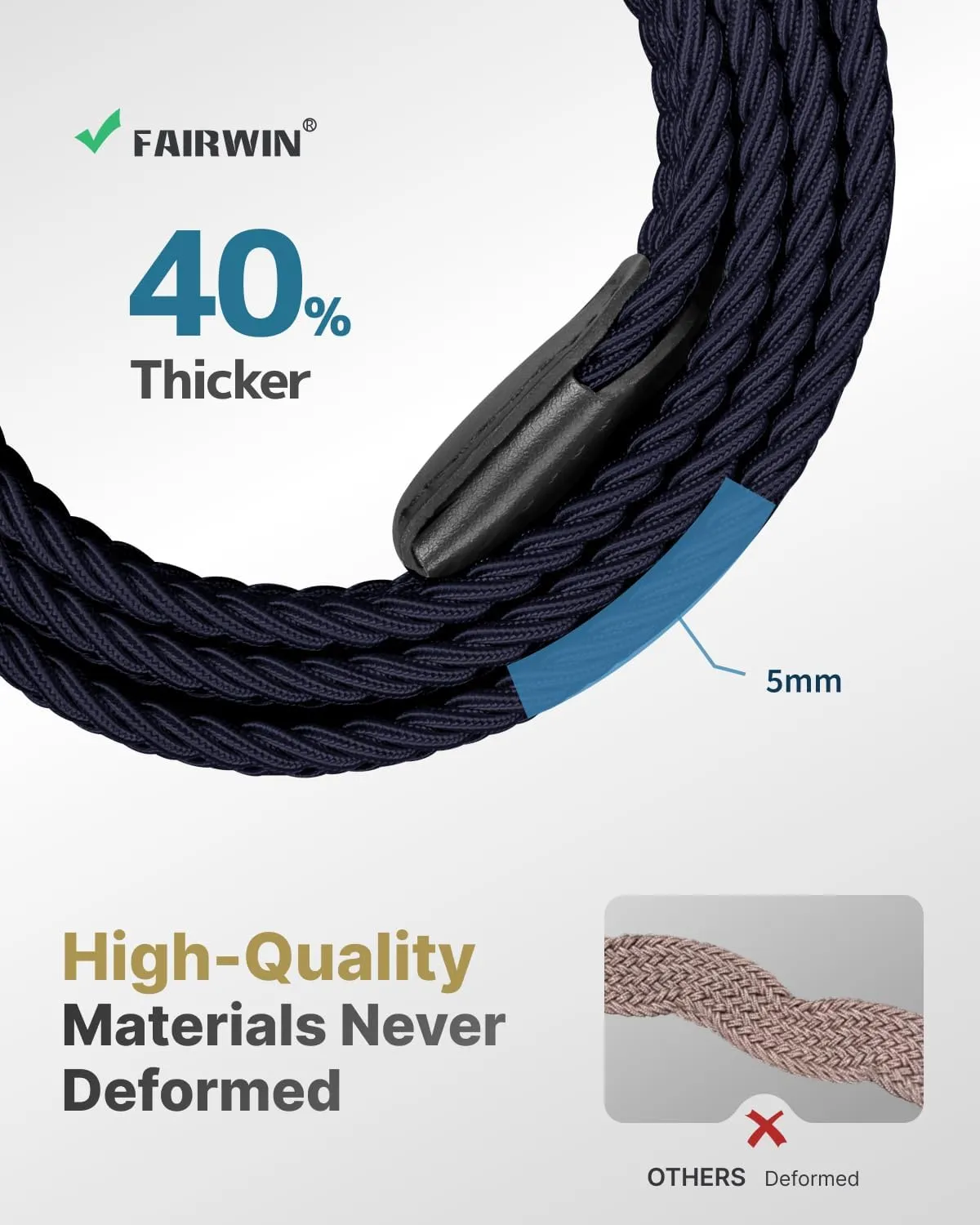 FAIRWIN Elastic Braided Stretch Mens Golf Casual Jeans Belts Woven 1 3/8" Nylon Work Belts for Men Pants Shorts