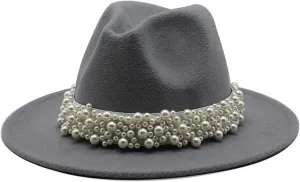 Fashion Berets For Mens Womens Wool Fedora Panama Hats Newsboy Captain Cap Wide Flat Brim Ladies Party Gentleman Hat (Color : Light gray, Size : L(59-61) cm)