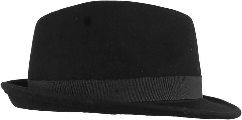 FREEBIRD99 100% Wool Felt Panama Fedora Hat Short Brim Trilby Flat Hat for Men Women