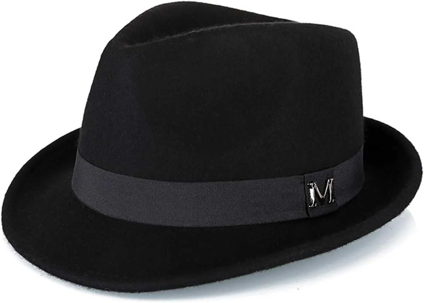 FREEBIRD99 100% Wool Felt Panama Fedora Hat Short Brim Trilby Flat Hat for Men Women