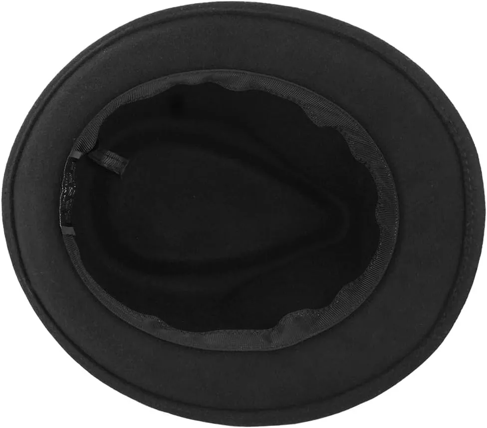 FREEBIRD99 100% Wool Felt Panama Fedora Hat Short Brim Trilby Flat Hat for Men Women