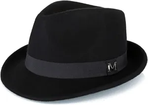 FREEBIRD99 100% Wool Felt Panama Fedora Hat Short Brim Trilby Flat Hat for Men Women