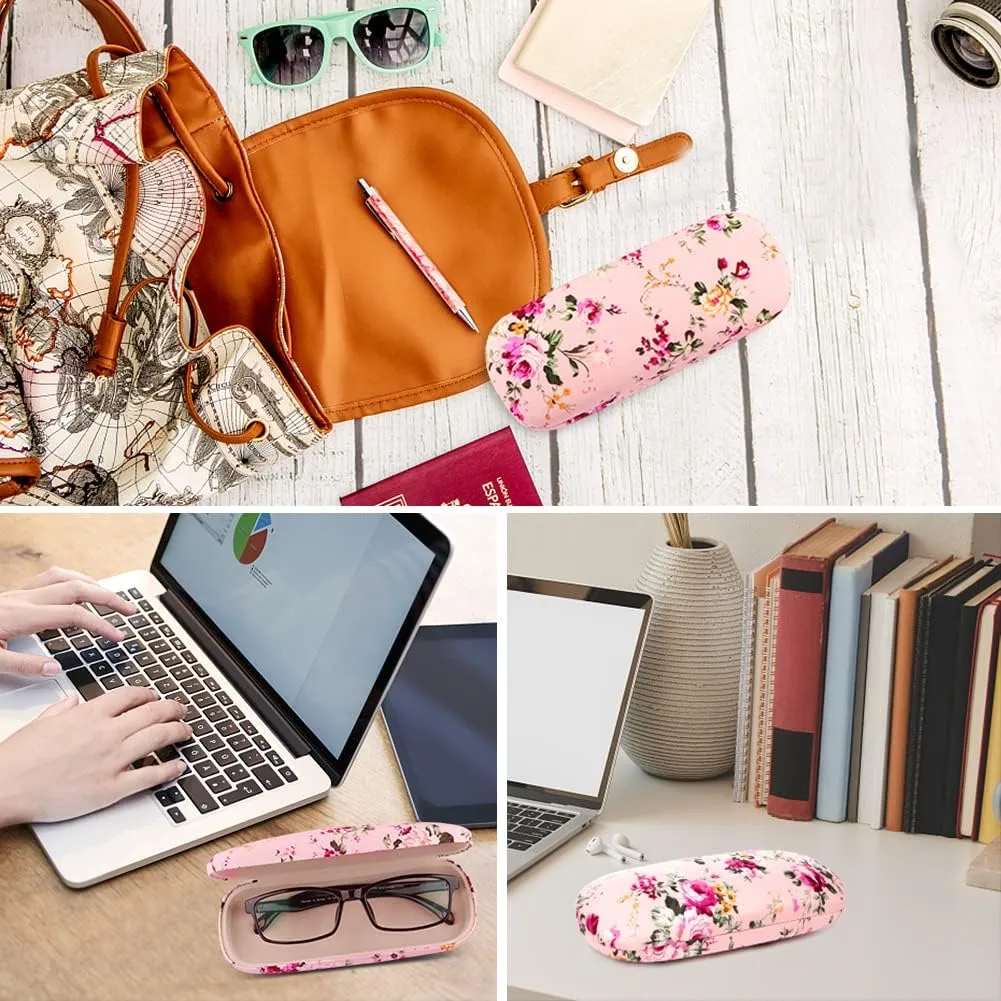 Glasses Case Hard Shell Eyeglass Case for Women Fabrics Floral Retro Spectacle Case Box Portable