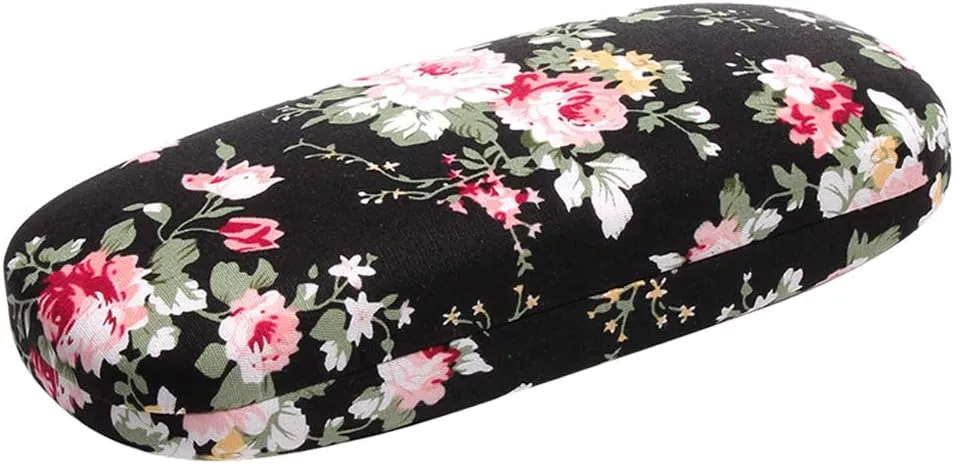 Glasses Case Hard Shell Eyeglass Case for Women Fabrics Floral Retro Spectacle Case Box Portable