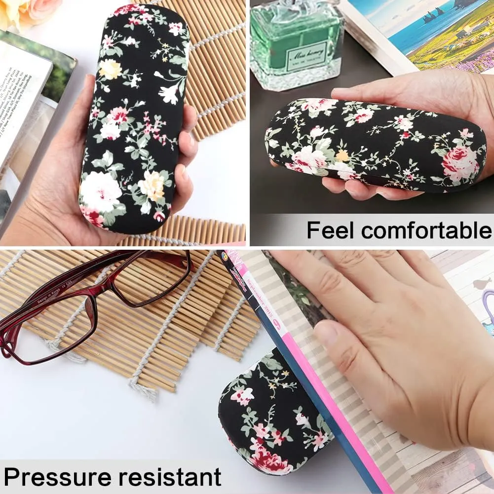 Glasses Case Hard Shell Eyeglass Case for Women Fabrics Floral Retro Spectacle Case Box Portable