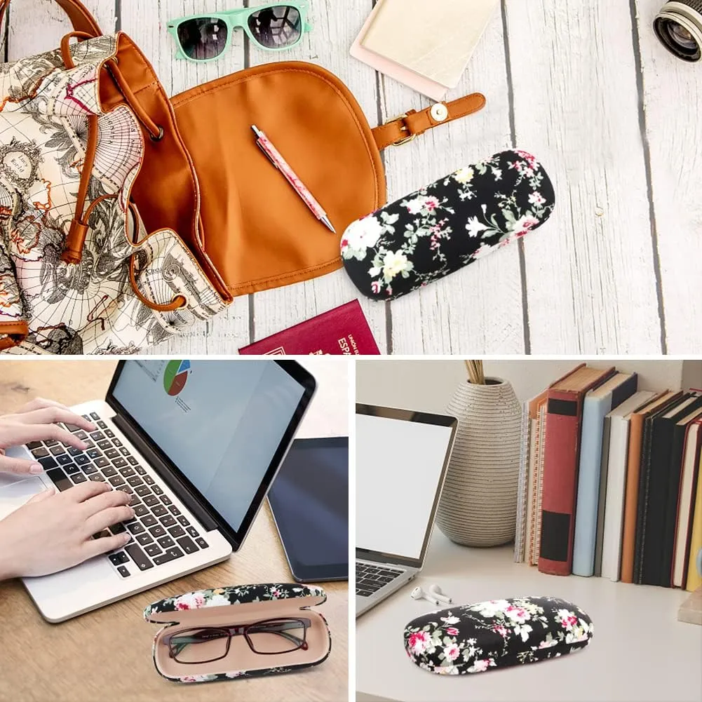 Glasses Case Hard Shell Eyeglass Case for Women Fabrics Floral Retro Spectacle Case Box Portable