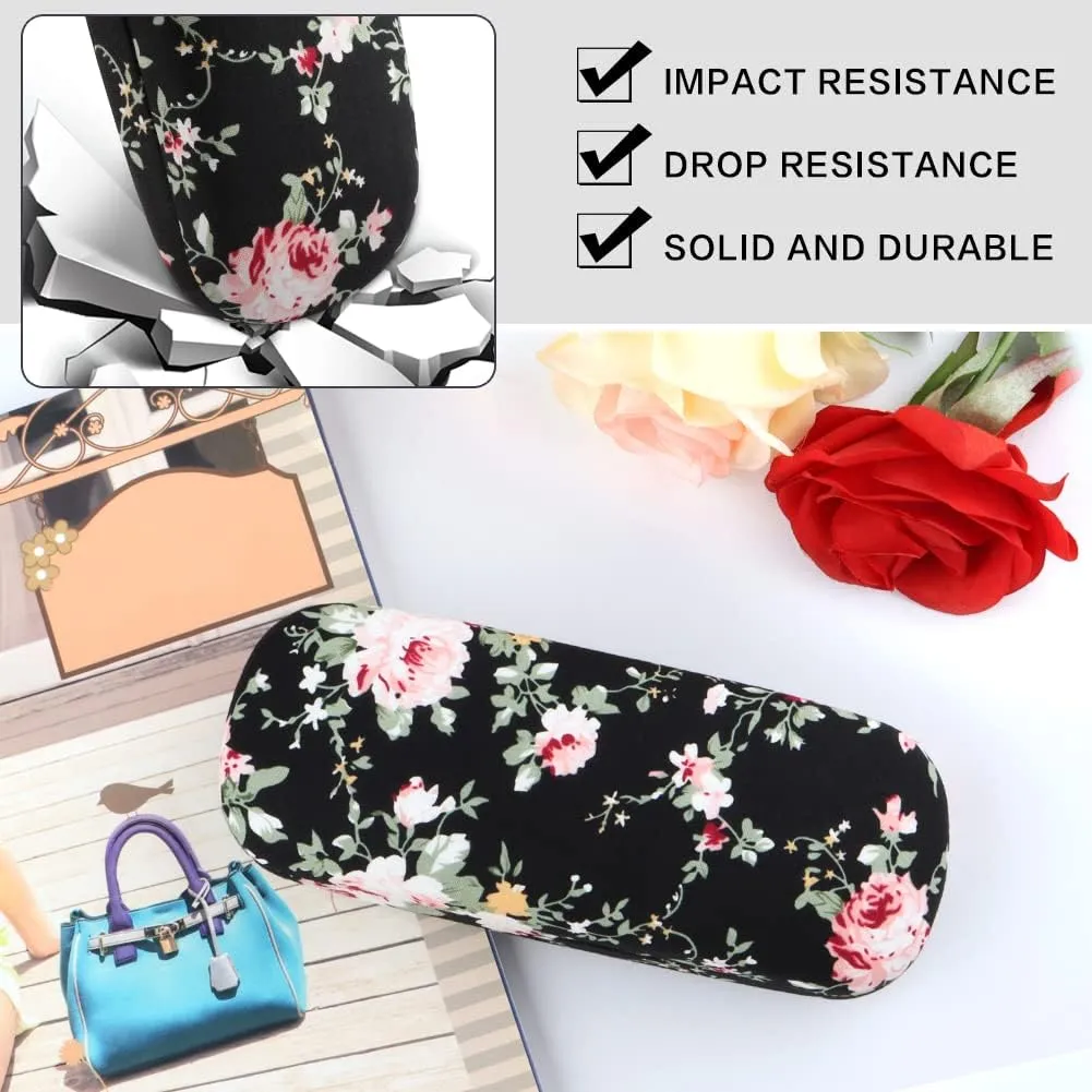 Glasses Case Hard Shell Eyeglass Case for Women Fabrics Floral Retro Spectacle Case Box Portable