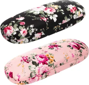 Glasses Case Hard Shell Eyeglass Case for Women Fabrics Floral Retro Spectacle Case Box Portable