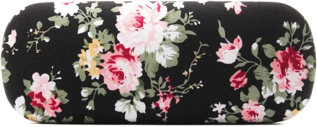 Glasses Case Hard Shell Eyeglass Case for Women Fabrics Floral Retro Spectacle Case Box Portable