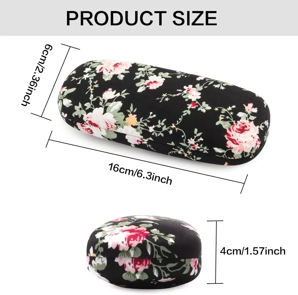 Glasses Case Hard Shell Eyeglass Case for Women Fabrics Floral Retro Spectacle Case Box Portable