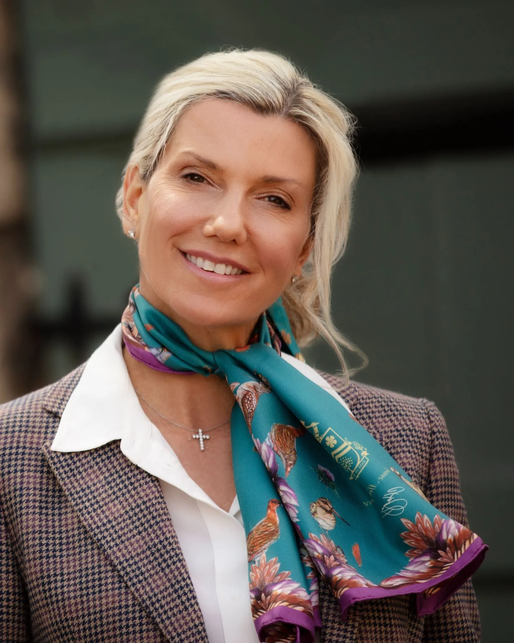 Grouse Misconduct Teal & Aubergine Narrow Silk Scarf