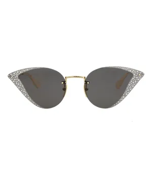 Gucci Cat Eye-Frame Metal Sunglasses, style # GG0898S-30010504001